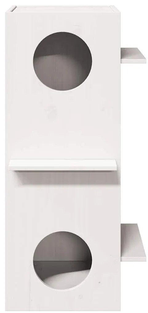 vidaXL Σπίτι για γάτες Λευκό 43x43x90 cm από μασίφ ξύλο πεύκο