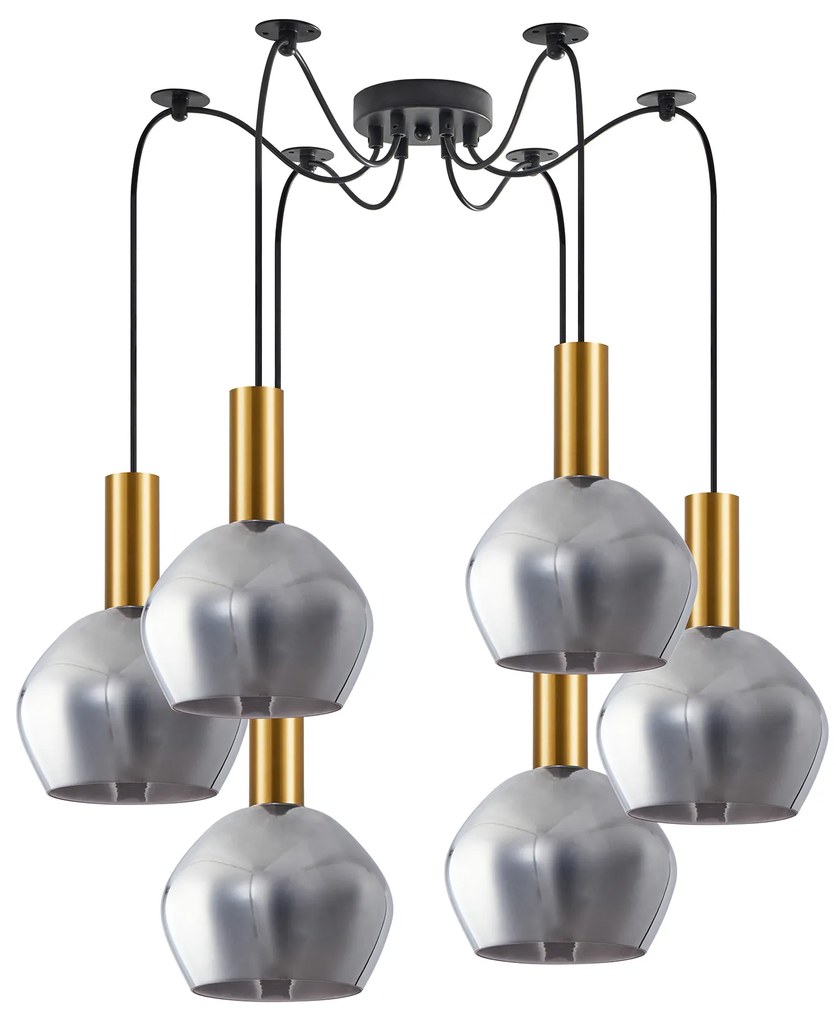 SE21-GM-4-BL6-GL2 ADEPT TUBE Gold Matt Pendant Smoked Glass+