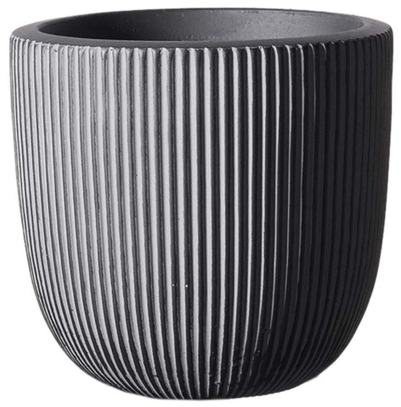 Κασπώ Πήλινο Στρογγυλό Stripe XL D-4940-8 44x44x36,5cm Grey Supergreens Clay