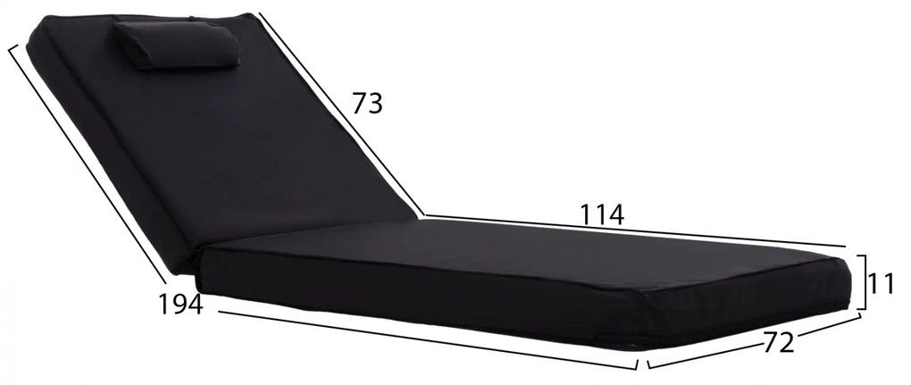 ΜΑΞΙΛΑΡΙ ΞΑΠΛΩΣΤΡΑΣ TEXTILENE 600gr/m2 2X1 SIFNOΜΑΥΡΟ HM11237.05T 194x70x11 εκ. (1 Τεμμάχια)