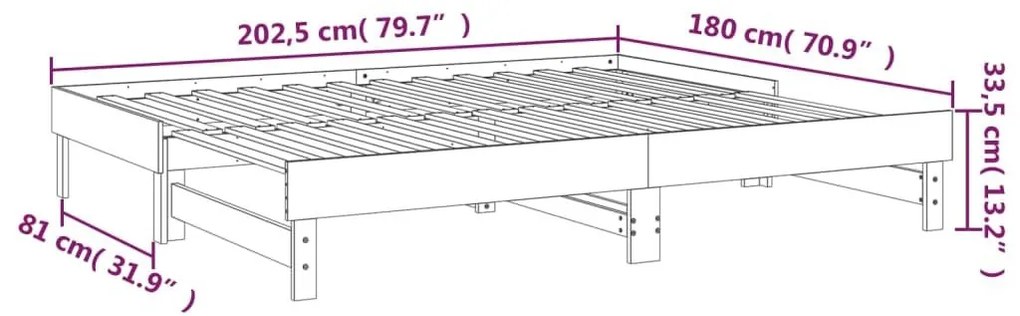 Καναπές Κρεβάτι Συρόμενος Λευκός 2x(90x200) εκ. Μασίφ Πεύκο - Λευκό