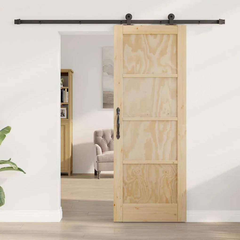vidaXL Συρόμενη Πόρτα ORKDAL Φυσικό και μαύρο 73.5 x 198.5 εκ.