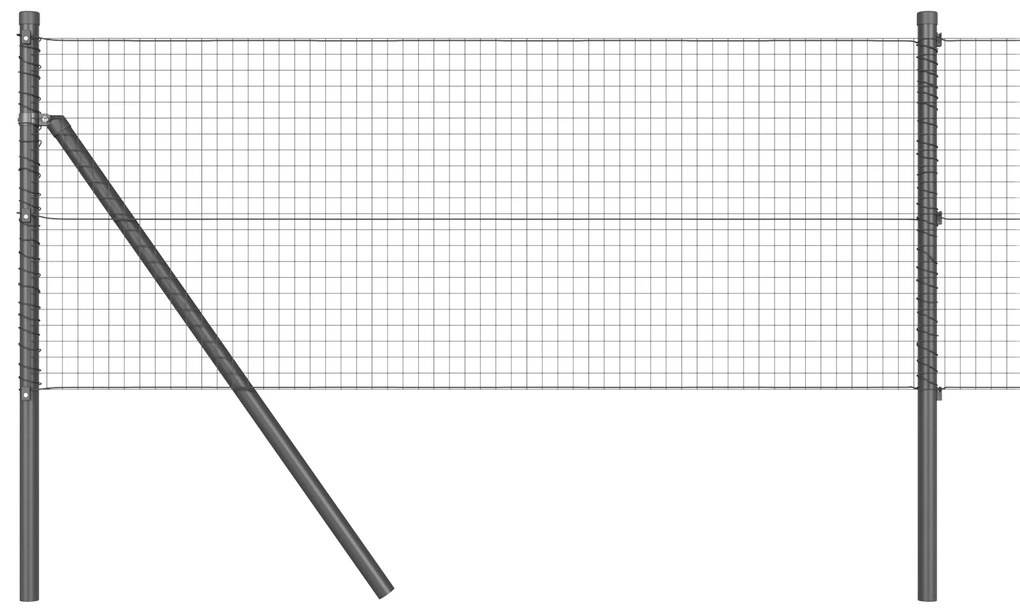 vidaXL Περίφραξη Welded Wire  με 13 Πυλώνες Γκρι 0.8x25 m Ατσάλι