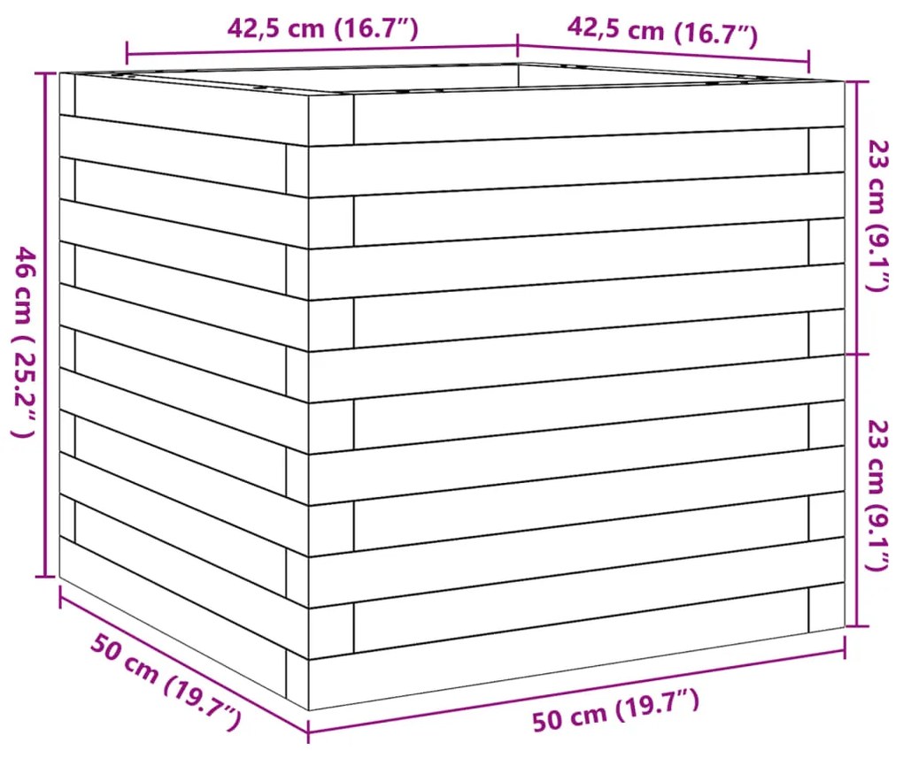 Ζαρντινιέρα 50x50x46 εκ. από Μασίφ Ξύλο Πεύκου - Καφέ