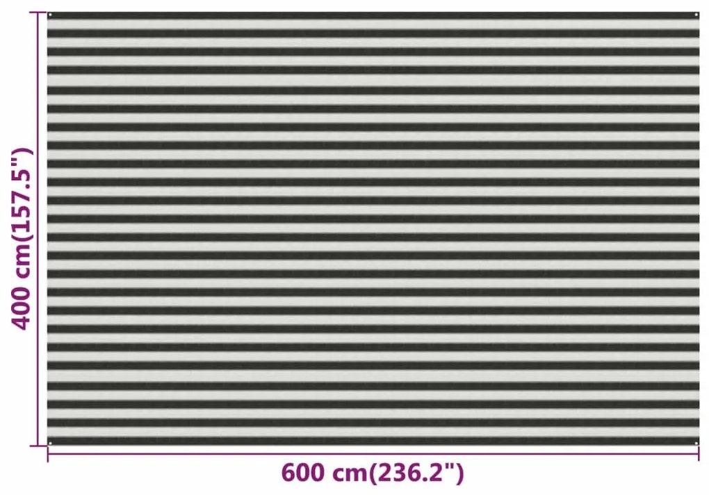 vidaXL Χαλί Σκηνής Ανθρακί / Λευκό 400x600 εκ. από HDPE