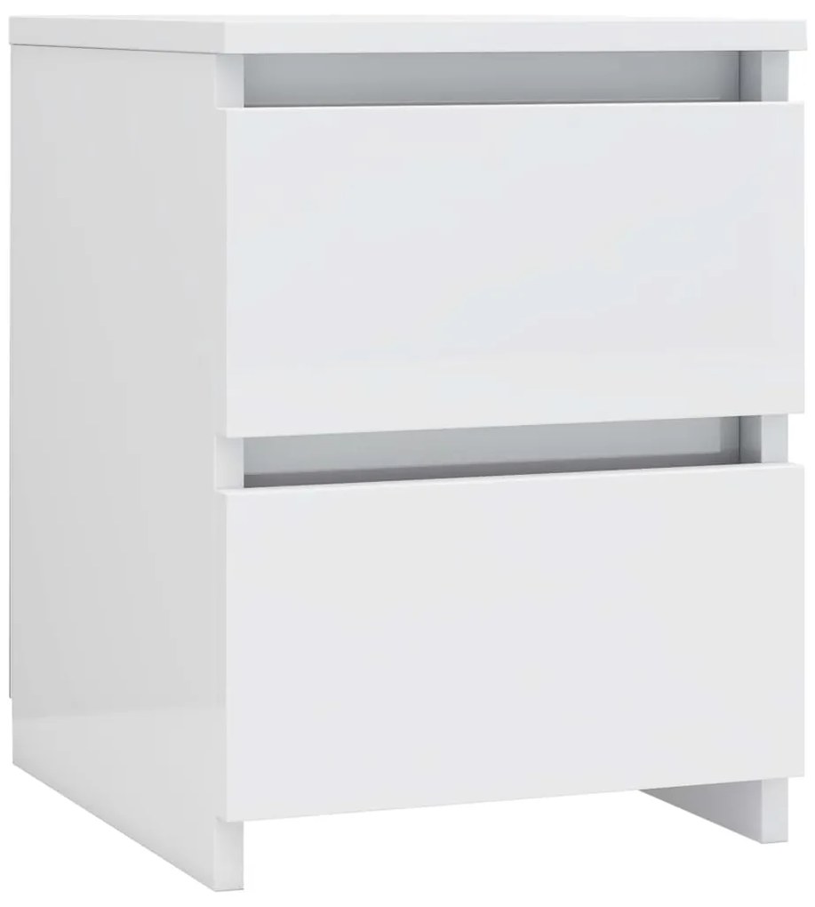 vidaXL Κομοδίνο Γυαλιστερό Λευκό 30 x 30 x 40 εκ. από Επεξ. Ξύλο