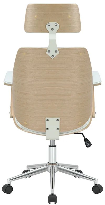 Καρέκλα γραφείου διευθυντή Fern pakoworld PU λευκό-plywood φυσικό (1 τεμάχια)