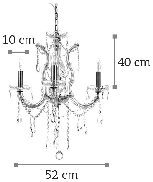 InLight Κρεμαστό φωτιστικό από οξυντέ μέταλλο γυαλί και κρύσταλλα 3XE14 D:45cm (5244-3-Οξυντέ) - 5244-3-Οξυντέ