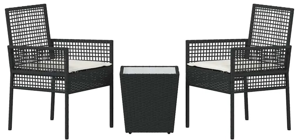 vidaXL Σετ Μπιστρό Κήπου 3 pcs Μαύρο συνθετικό ρατάν