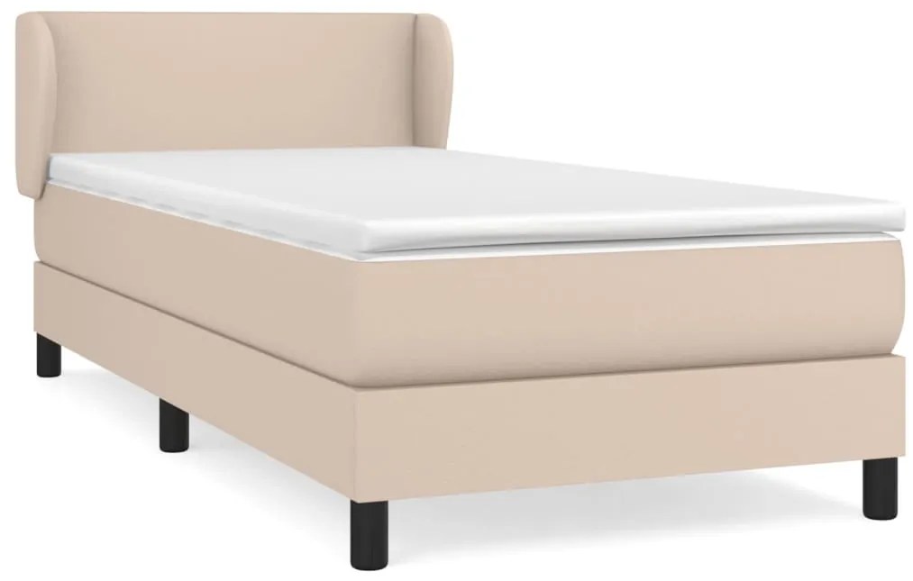 vidaXL Κρεβάτι Boxspring με Στρώμα Καπουτσίνο 80x200 εκ. Συνθ. Δέρμα