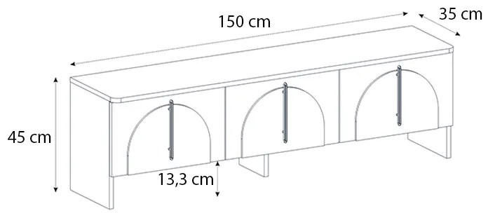 Έπιπλο τηλεόρασης Rebel Megapap χρώμα rota oak - sandstone 150x35x45εκ.