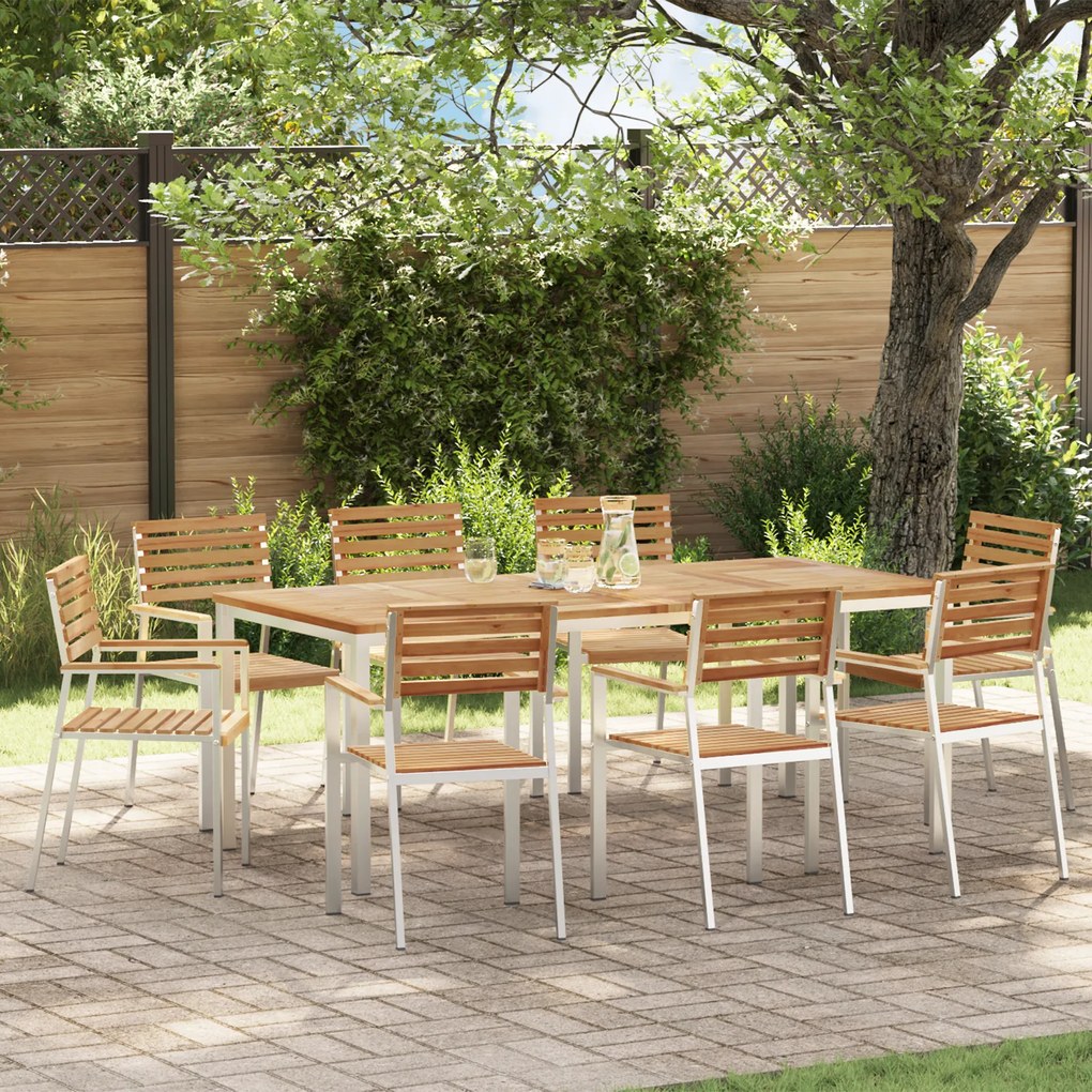 vidaXL Σετ κηπουρικής 9 κομματιών από ξύλο teak και ανοξείδωτο χάλυβα