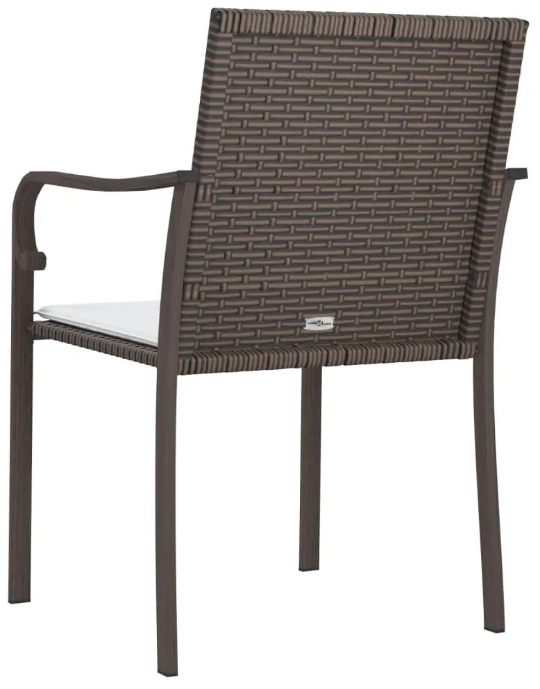 vidaXL Καρέκλες Κήπου 2 τεμ. Καφέ 56x59x84 εκ. Συνθ. Ρατάν & Μαξιλάρια