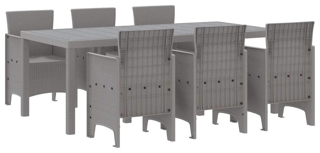 vidaXL Σετ Τραπεζαρίας Κήπου 7 pcs Ανοιχτό γκρι Large Πλαστικό