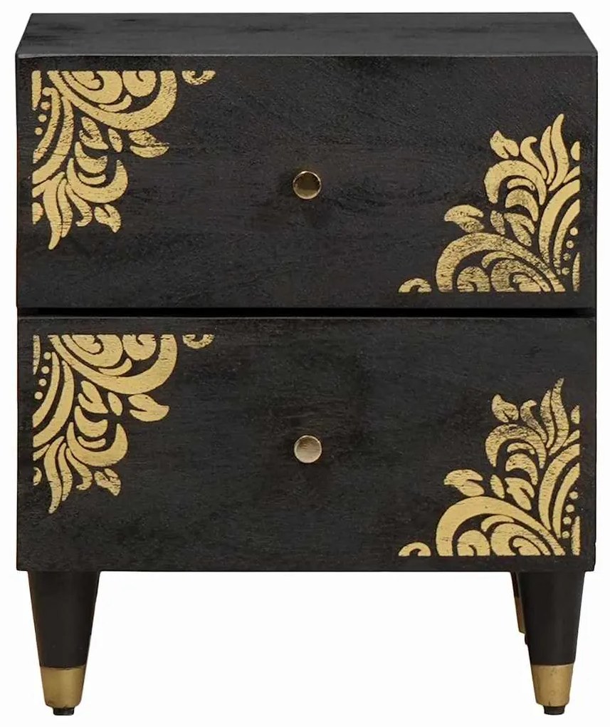 vidaXL Κομοδίνο με συρτάρι Μαύρο 40 x 33 x 46 εκ. Στερεό ξύλο μάνγκο