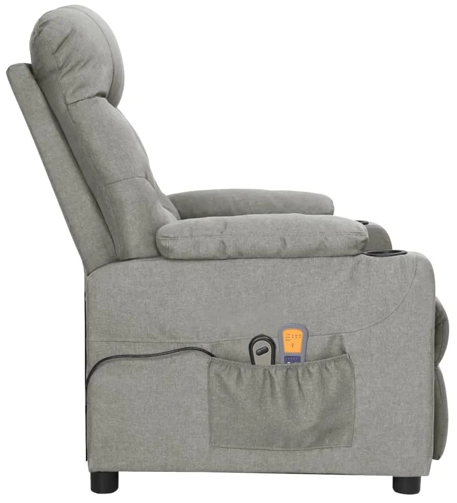 vidaXL Πολυθρόνα Μασάζ Ηλεκτρική Ανοιχτό Γκρι Υφασμάτινη