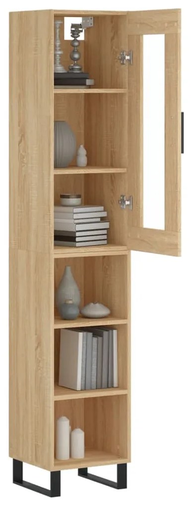 vidaXL Μπουφές Sonoma δρυς 34,5 x 34 x 180 εκ. από Επεξεργασμένο Ξύλο