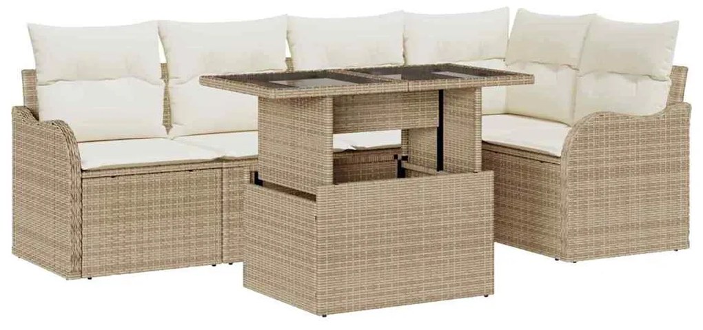 vidaXL Σετ Καναπέ Κήπου 6 pcs Μπεζ 100 x 55 x 73 εκ Πολυ ράταν
