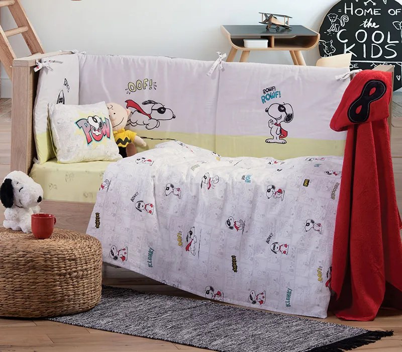 Πάντα Κούνιας Snoopy Mask Hero White 60+67+60x40 - Nef-Nef Homeware