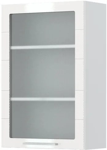 Ντουλάπι κρεμαστό Hudson V9-60-1KS με βιτρίνα-Λευκό - Λευκό γυαλιστερό - 60.00Χ32.00Χ91.00cm