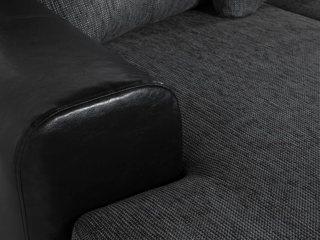 Γωνιακός Καναπές Scandinavian Choice 540, Γκρι, Μαύρο, 380x215x90cm, Πόδια: Ξύλο | Epipla1.gr