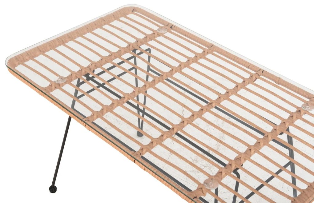 ΤΡΑΠΕΖΙ ΕΞ.ΧΩΡΟΥ ΧΑΜΗΛΟ ALLEGRA ΜΑΥΡΟ ΜΕΤΑΛΛΟ-ΜΠΕΖ WICKER 95X55X51.5Yεκ.