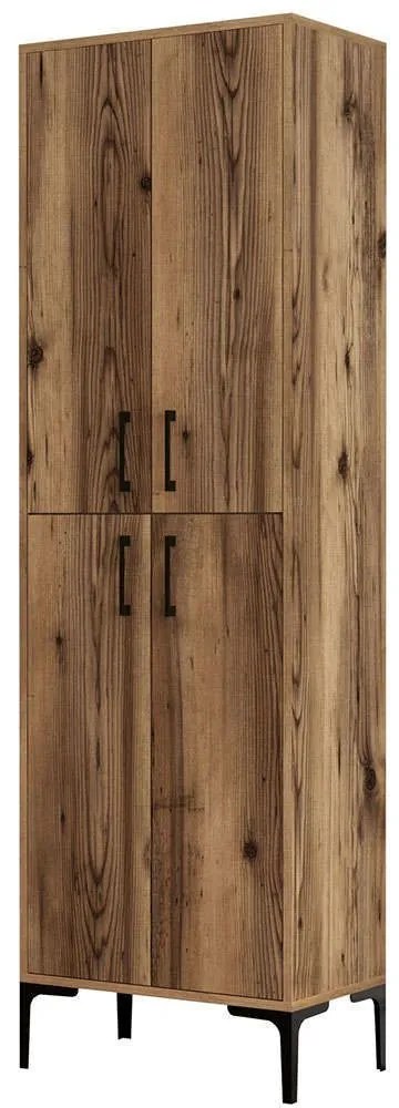Παπουτσοθήκη Berlin 845HCT4104 60x35x200cm Walnut Μοριοσανίδα, Μέταλλο