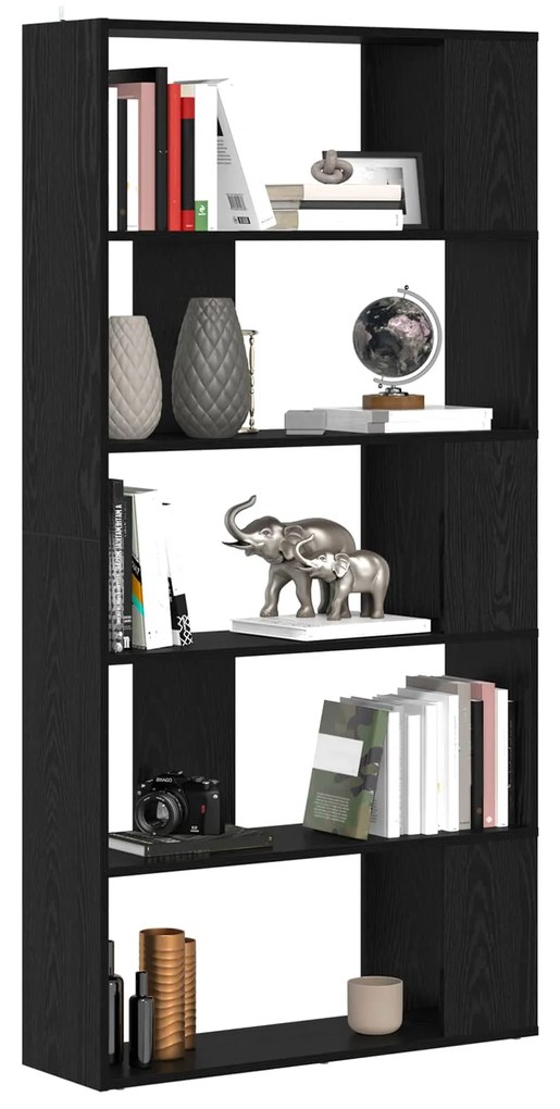 vidaXL Βιβλιοθήκη Μαύρη Οξυά 80 x 24 x 159 εκ Επεξεργασμένο ξύλο