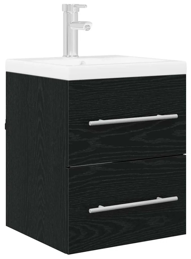 vidaXL Ντουλάπι νιπτήρα με συρτάρι Μαύρη Οξυά 38,5 x 41 x 48 εκ