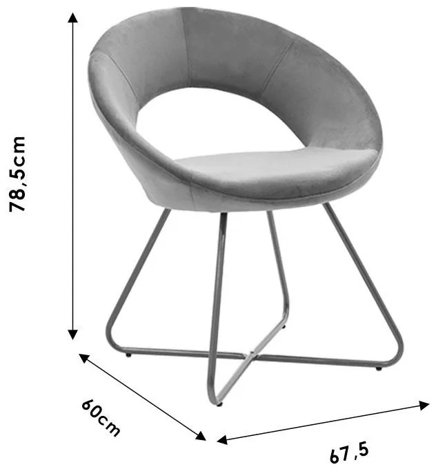 Καρέκλα Valentina βελούδο ύφασμα σε γκρι απόχρωση και μεταλλικό χρυσό πόδι 63x66x78εκ 63x66x78 εκ.