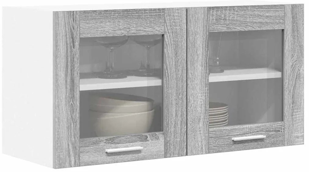 vidaXL Κρεμαστό ντουλάπι Γκρι Σομόνα και Λευκό 80 x 31 x 40 εκ