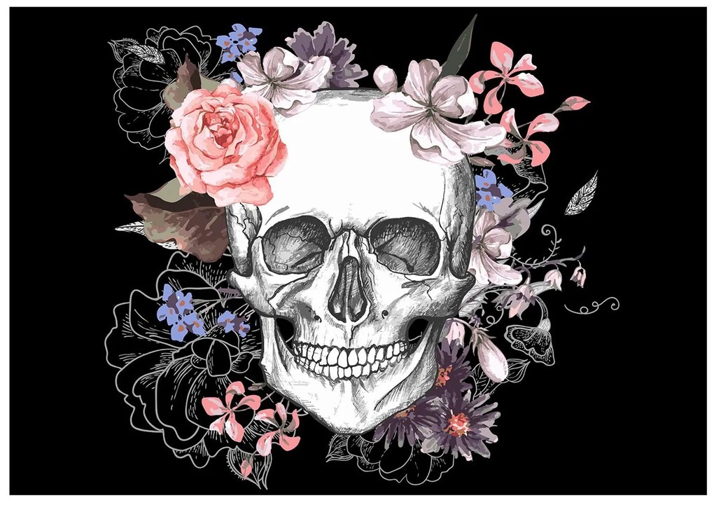 Φωτοταπετσαρία - Skull and Flowers 100x70