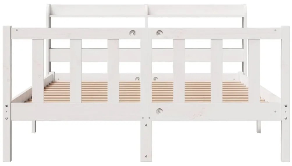 vidaXL Σκελετός Κρεβ. Χωρίς Στρώμα Λευκό 150x200 εκ Μασίφ Πεύκο