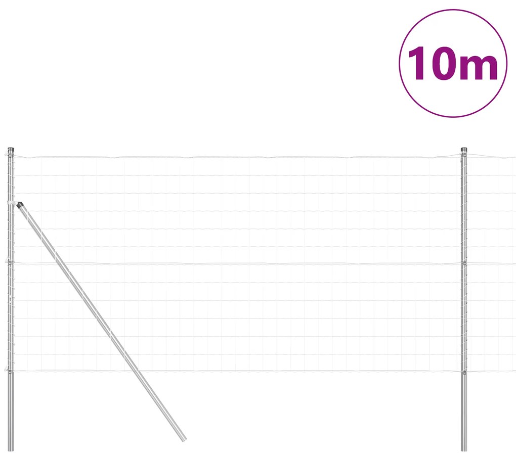 vidaXL Euro Fence με 7 Πόστα 1.4x10 μ Γαλβανισμένος Χάλυβας