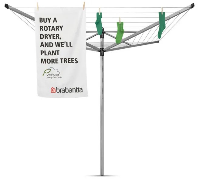 Brabantia Lift-O-Matic για εξωτερικούς χώρους 90300268, 50 m, Ρυθμιζόμενο ύψος, Μεταλλική ακίδα εκσκαφής, Θήκη, Ανθεκτικό στη διάβρωση, Inox