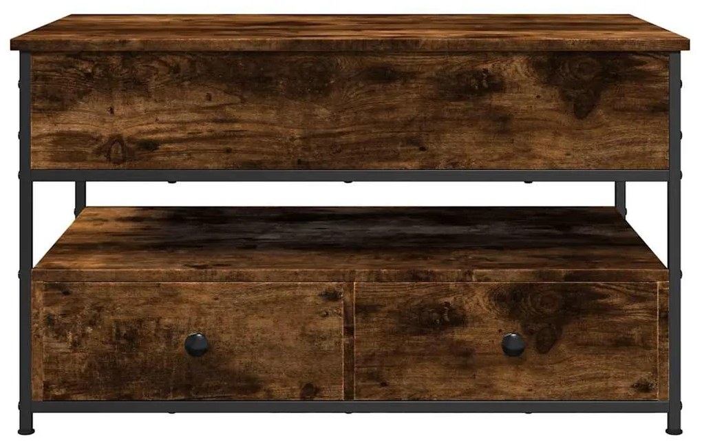 vidaXL Τραπεζάκι Σαλονιού Καπνιστή Δρυς 85x50x50 εκ. Επ. Ξύλο&Μέταλλο