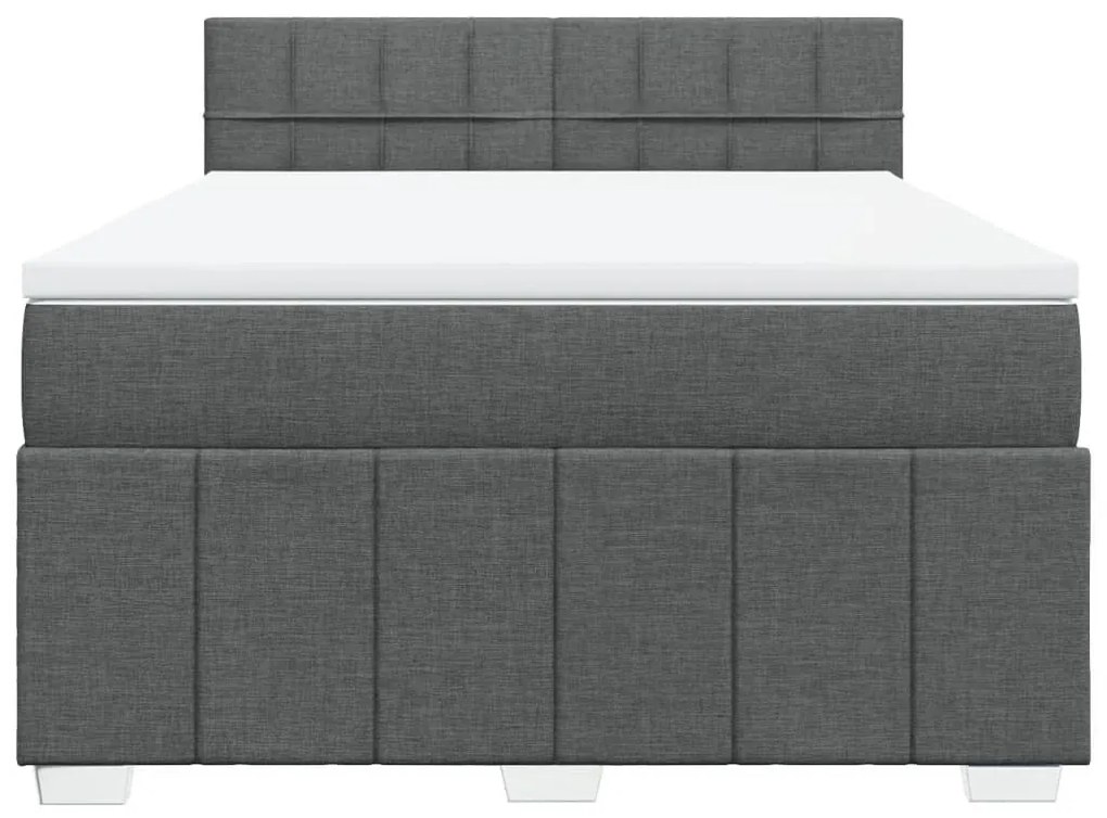 Κρεβάτι Boxspring με Στρώμα Σκούρο Γκρι 160x200 εκ Υφασμάτινο - Γκρι