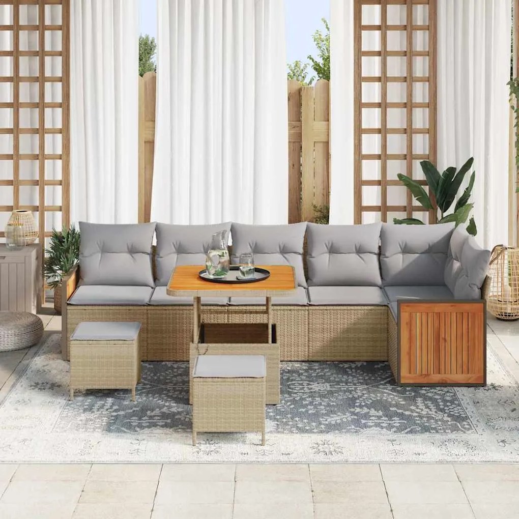 vidaXL Σετ Καναπέ Κήπου 9 pcs μπεζ και ανοιχτό γκρι 80 x 80 x 71 cm