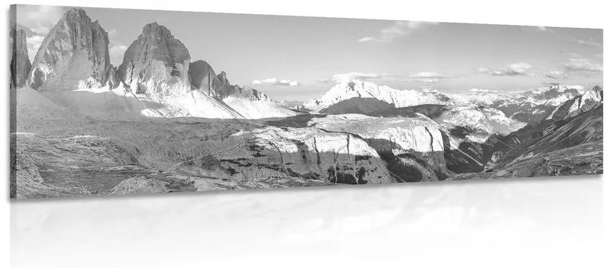 Εικόνα όμορφη θέα από τα βουνά σε μαύρο & άσπρο - 135x45