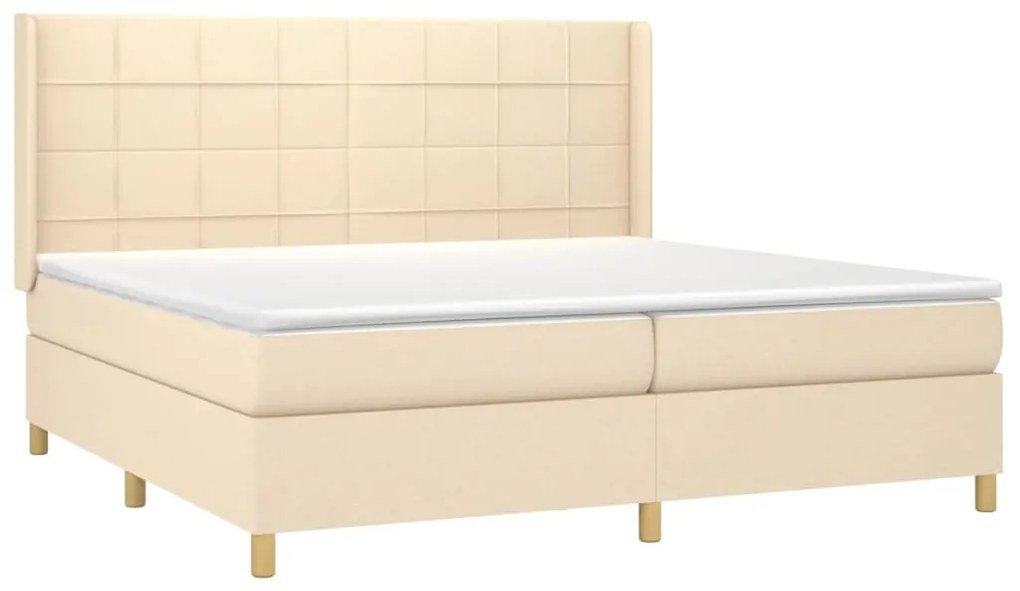 vidaXL Κρεβάτι Boxspring με Στρώμα Κρεμ 200x200 εκ. Υφασμάτινο