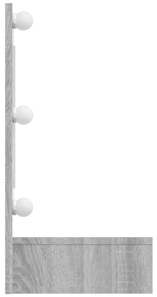vidaXL Έπιπλο Καθρέπτη με LED Γκρι Sonoma 90x31,5x62 εκ.