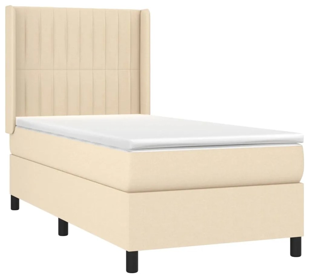 vidaXL Κρεβάτι Boxspring με Στρώμα Κρεμ 80 x 200 εκ. Υφασμάτινο