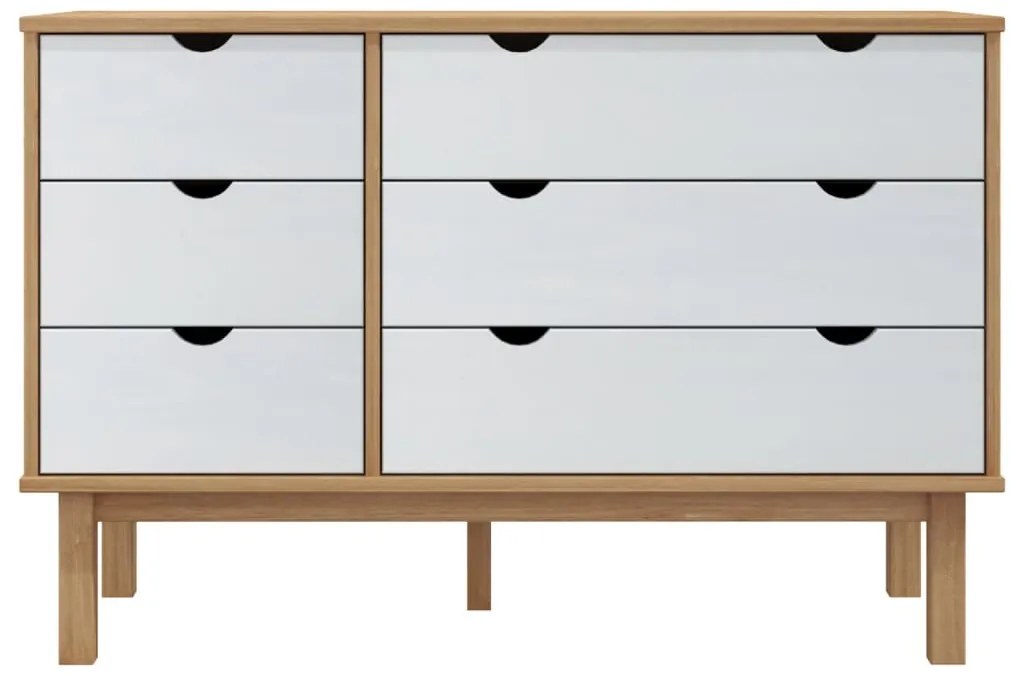 vidaXL Συρταριέρα OTTA Καφέ & Λευκό 111x43x73,5 εκ. Μασίφ Ξύλο Πεύκου