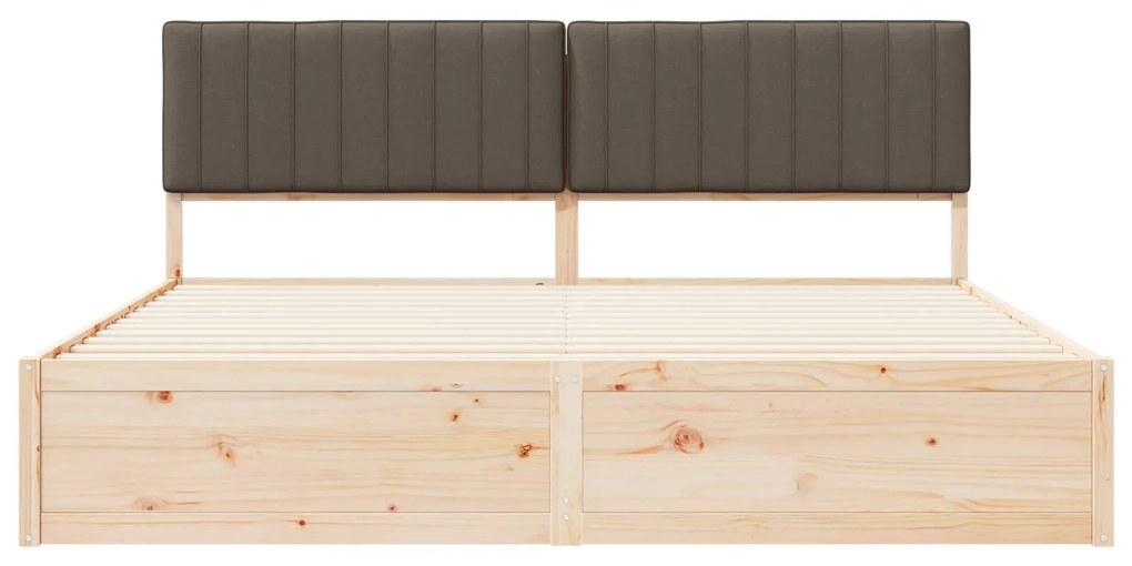 vidaXL Σκελετός Κρεβατιού με Επενδεδυμένο Κεφαλάρι Taupe 200 x 200 cm