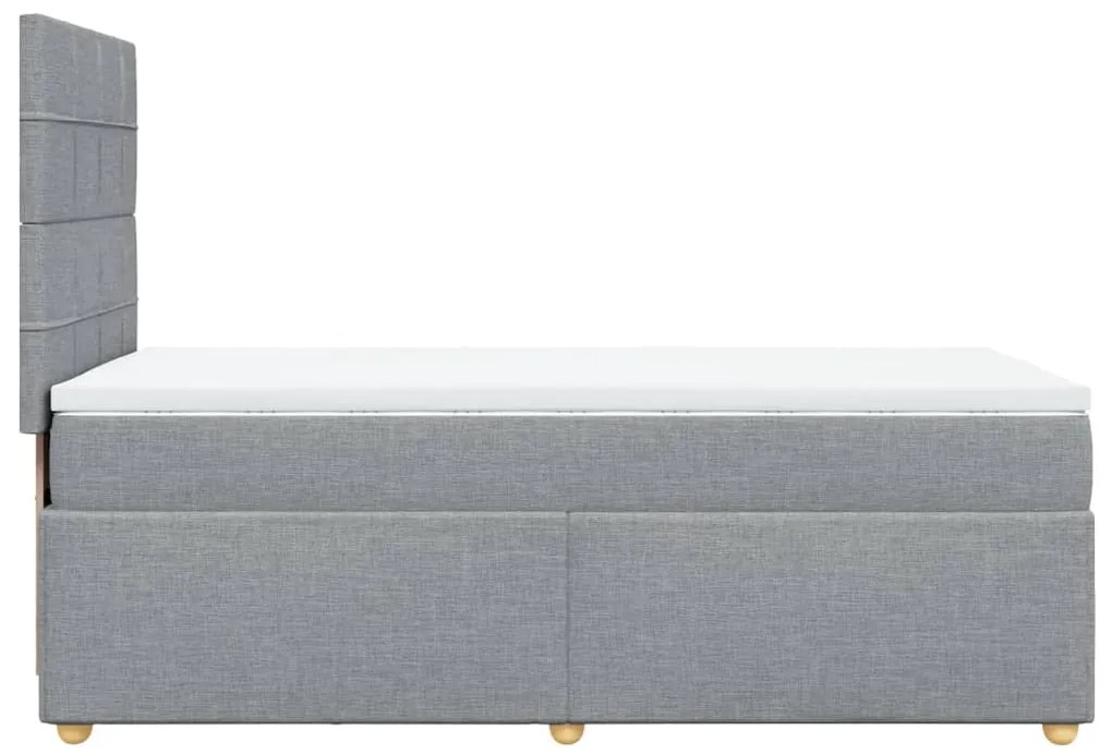 vidaXL Κρεβάτι Boxspring με Στρώμα Ανοιχτό Γκρι 90x200 εκ. Υφασμάτινο