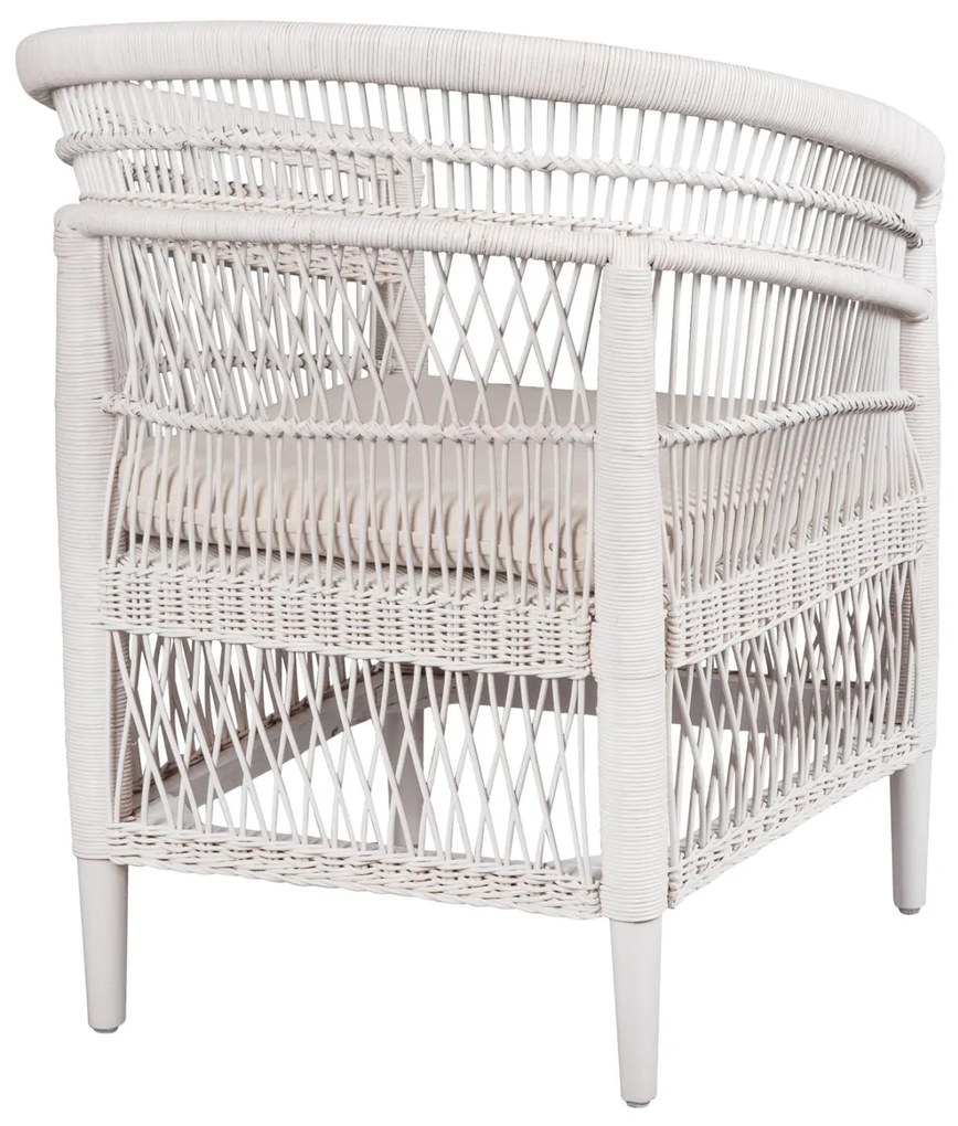 Καρέκλα - Πολυθρόνα MALAWI C9635.02 Ξύλο Μαόνι με Rattan Λευκό και Λευκό Μαξιλάρι 80x70x86Υεκ. 80x70x86 εκ.