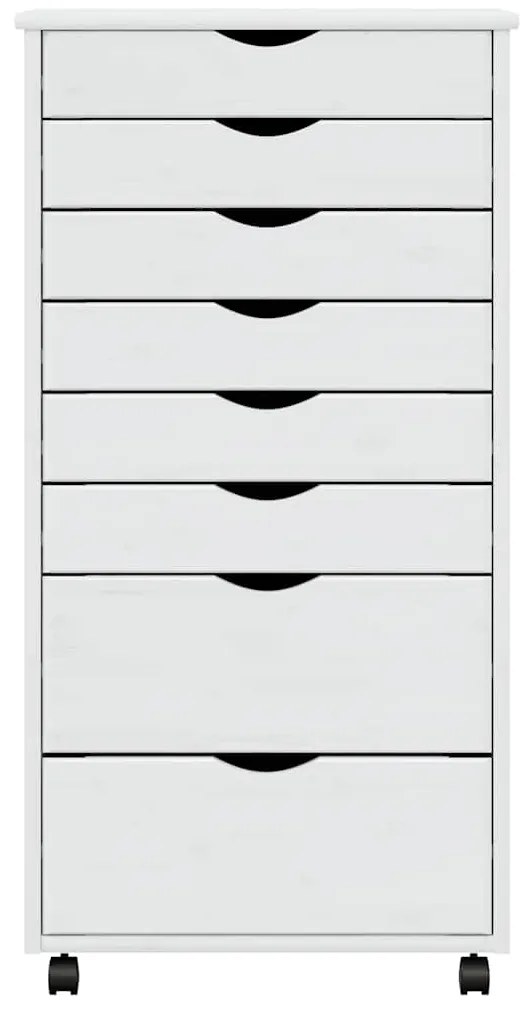 vidaXL Ντουλάπι Κυλιόμενο με Συρτάρια MOSS Λευκό από Μασίφ Ξύλο Πεύκου