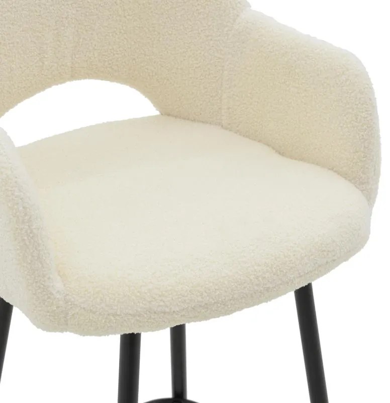 Σκαμπό bar Renish ύφασμα μπουκλέ εκρού και μεταλλικό μαύρο πόδι 51x57x114εκ 2αδα 51x57x114 εκ.