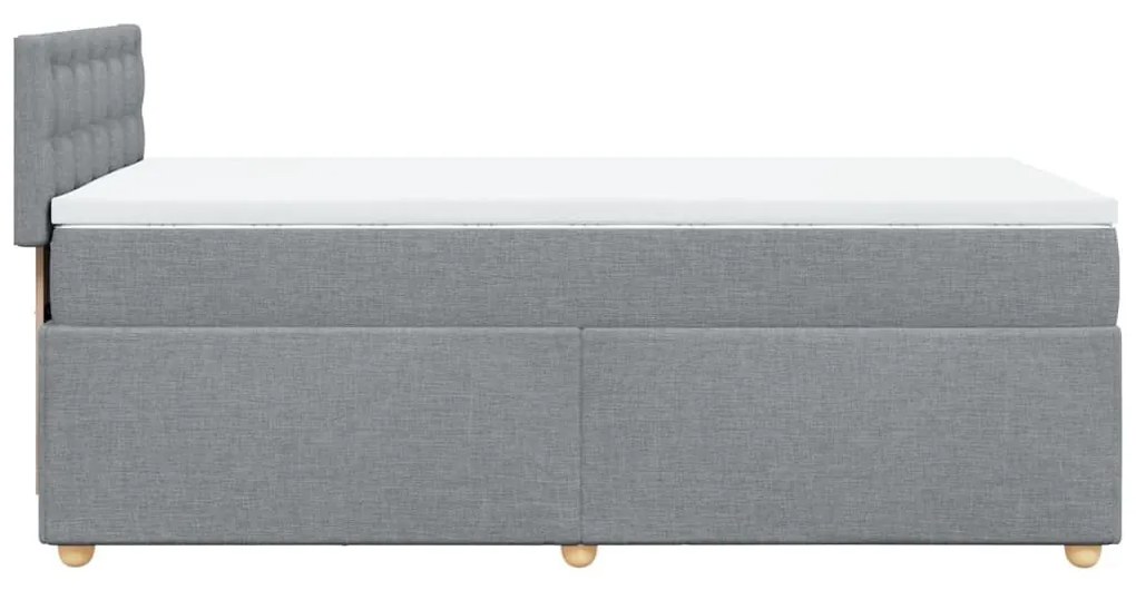 Κρεβάτι Boxspring με Στρώμα Ανοιχτό Γκρι 90x200 εκ. Υφασμάτινο - Γκρι