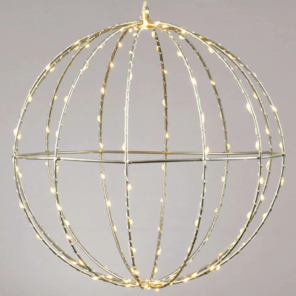 Χριστουγεννιάτικη Μπάλα Silver Ball Με Φως Led X0614414226 Φ30cm Clear-Gold Aca